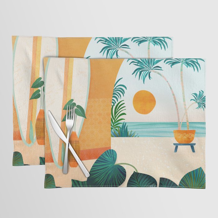 Seaside Surf Retreat Tropical Landscape / Villa Series Placemat Gallery Image 1
