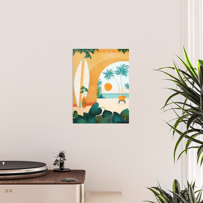 Seaside Surf Retreat Tropical Landscape / Villa Series Poster Gallery Image 2