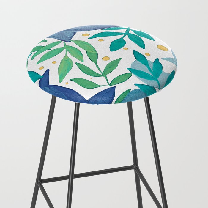 Cats and branches - blue and green Stool Gallery Image 2