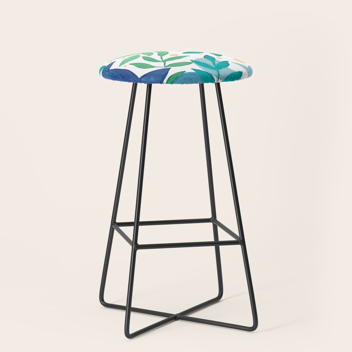 Cats and branches - blue and green Stool Gallery Image 1