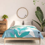 Cats and branches - blue and green Comforter Gallery Image 3