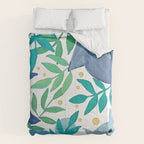 Cats and branches - blue and green Comforter Gallery Image 6