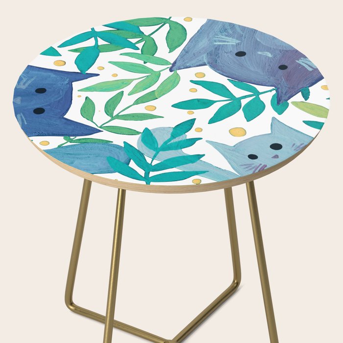 Cats and branches - blue and green Side Table Gallery Image 2