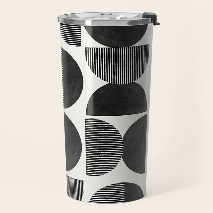 Mid Century, Retro Geometric Art Travel Mug Gallery Image 2