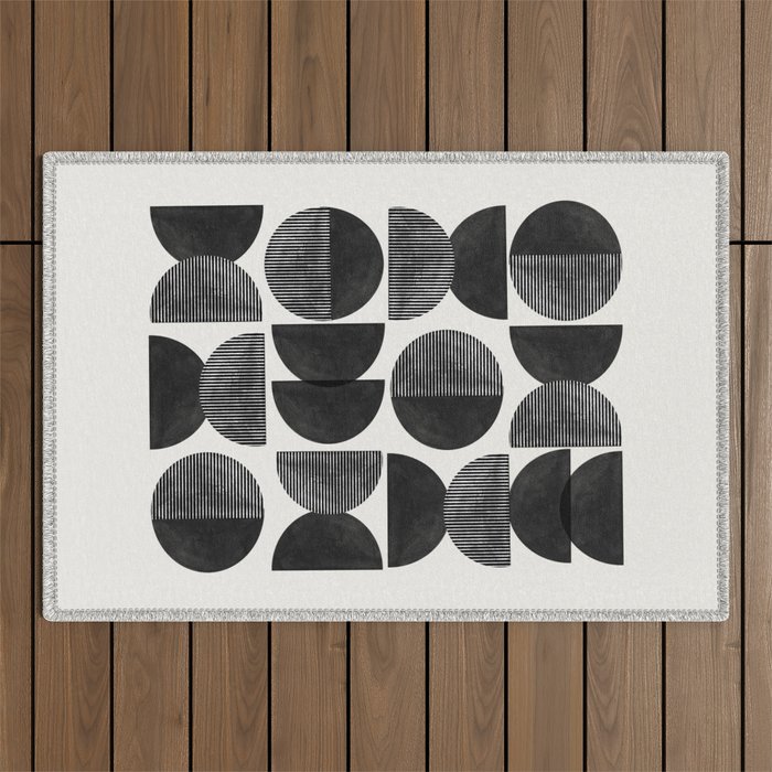 Mid Century, Retro Geometric Art Outdoor Rug Gallery Image 1