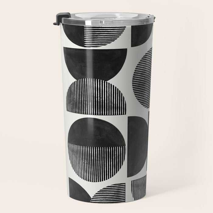 Mid Century, Retro Geometric Art Travel Mug Gallery Image 3