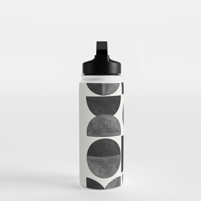 Mid Century, Retro Geometric Art Water Bottle Gallery Image 3