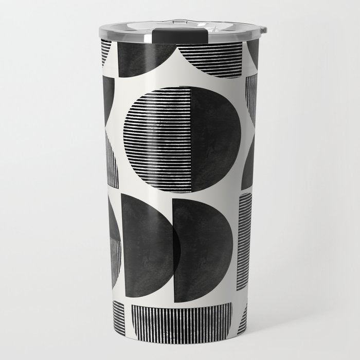 Mid Century, Retro Geometric Art Travel Mug Gallery Image 1
