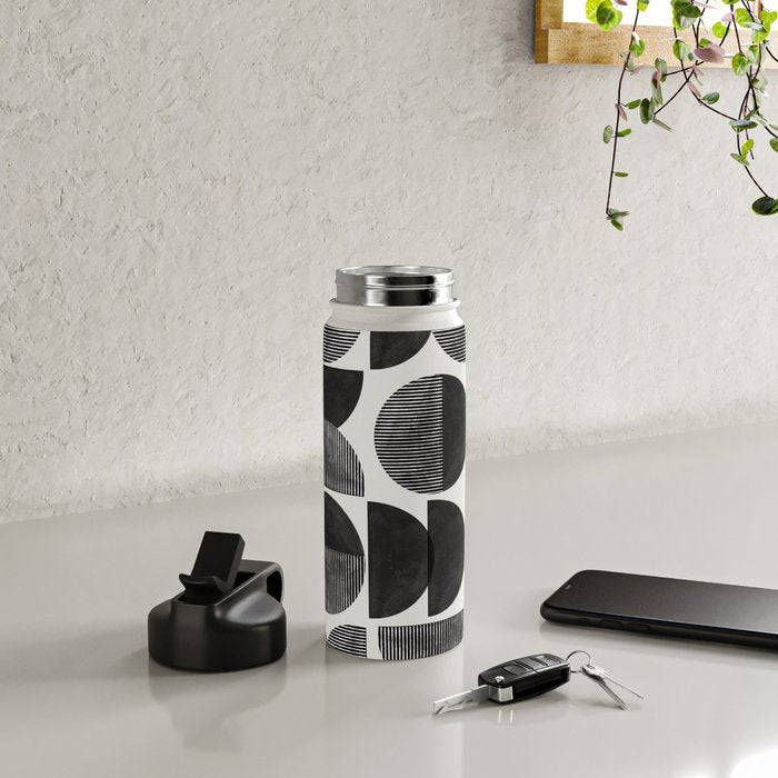 Mid Century, Retro Geometric Art Water Bottle Gallery Image 4