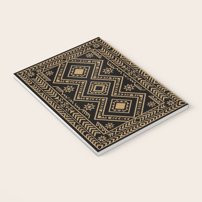 Intricate Gold and Black Tribal Surface Pattern Notebook Gallery Image 3