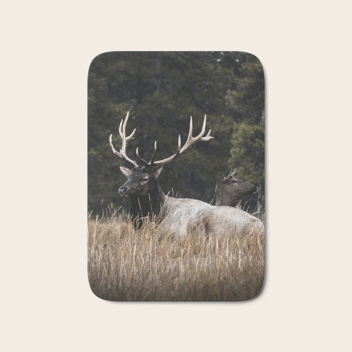 Two Elk in the Canadian Rocky Mountains Bath Mat Gallery Image 1