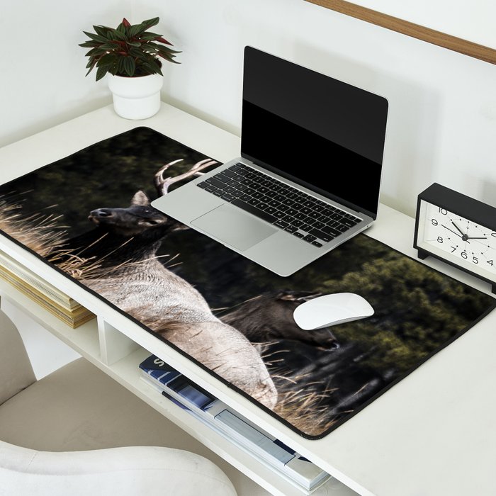 Two Elk in the Canadian Rocky Mountains Desk Mat Gallery Image 2