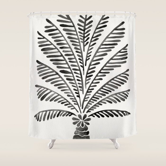 Palm Tree - Black Shower Curtain Gallery Image 1