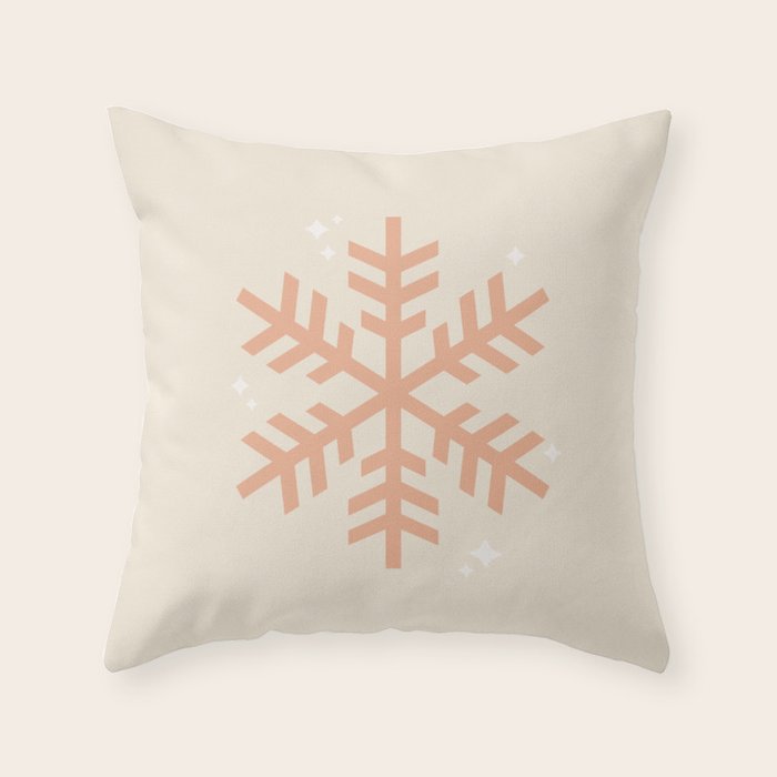 Snowflake Boho Christmas Decor Modern Earth Tones Throw Pillow Gallery Image 6