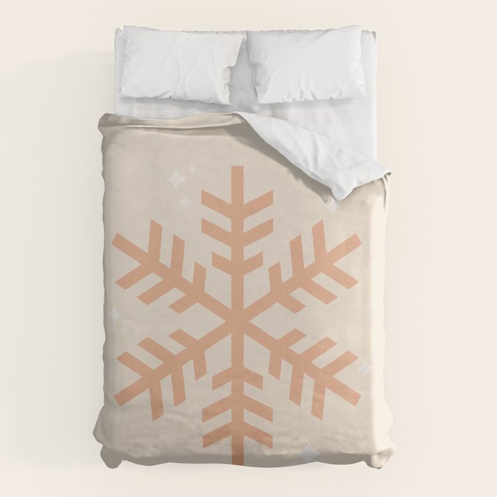 Snowflake Boho Christmas Decor Modern Earth Tones Duvet Cover Gallery Image 6