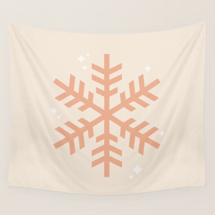 Snowflake Boho Christmas Decor Modern Earth Tones Wall Tapestry Gallery Image 1