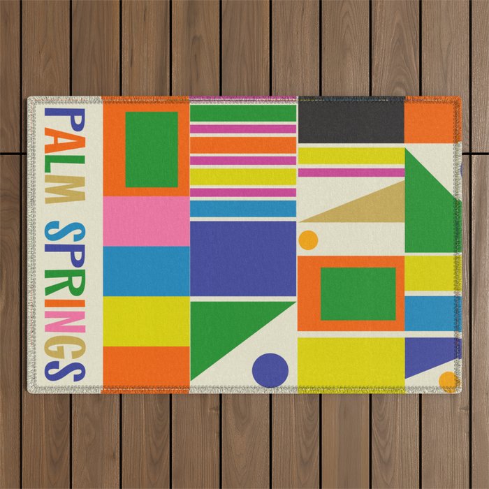 Modtastic Palm Springs Colorful Mid Century Modern Abstract Geometric Outdoor Rug Gallery Image 1