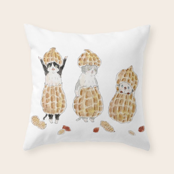 peanuts nyanco Throw Pillow Gallery Image 6