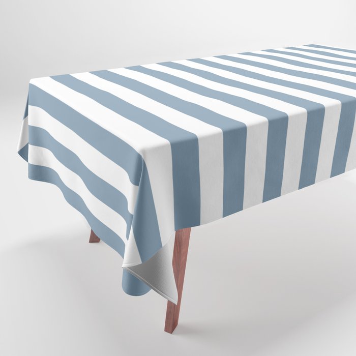 Light Blue & White Simple Stripe Tablecloth Gallery Image 1