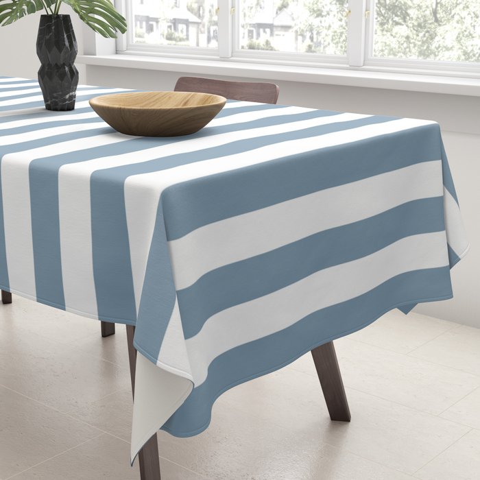 Light Blue & White Simple Stripe Tablecloth Gallery Image 3