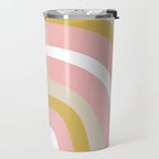 Splendid Rainbow in Golden Mustard Yellow, Pink, Taupe, and White Travel Mug Gallery Image 2
