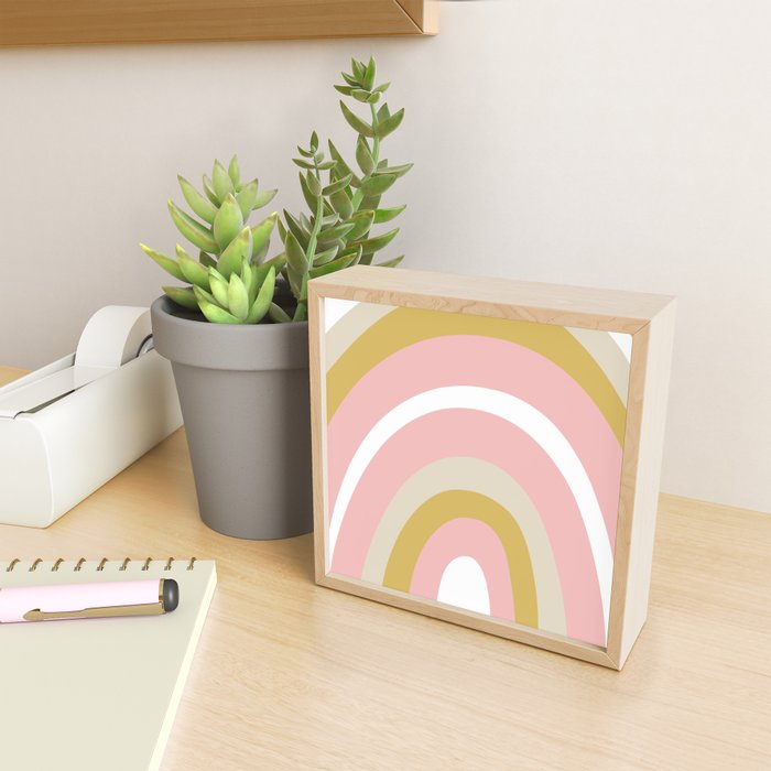 Splendid Rainbow in Golden Mustard Yellow, Pink, Taupe, and White Mini Art Print Gallery Image 2