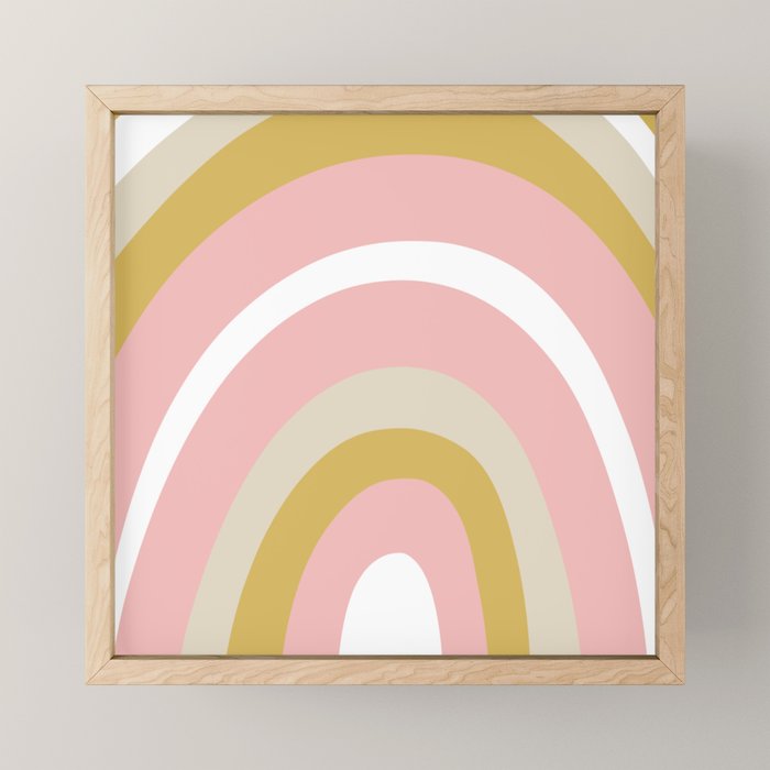 Splendid Rainbow in Golden Mustard Yellow, Pink, Taupe, and White Mini Art Print Gallery Image 1