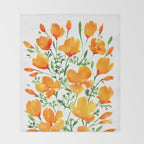 Watercolor California poppies Throw Blanket Gallery Image 2