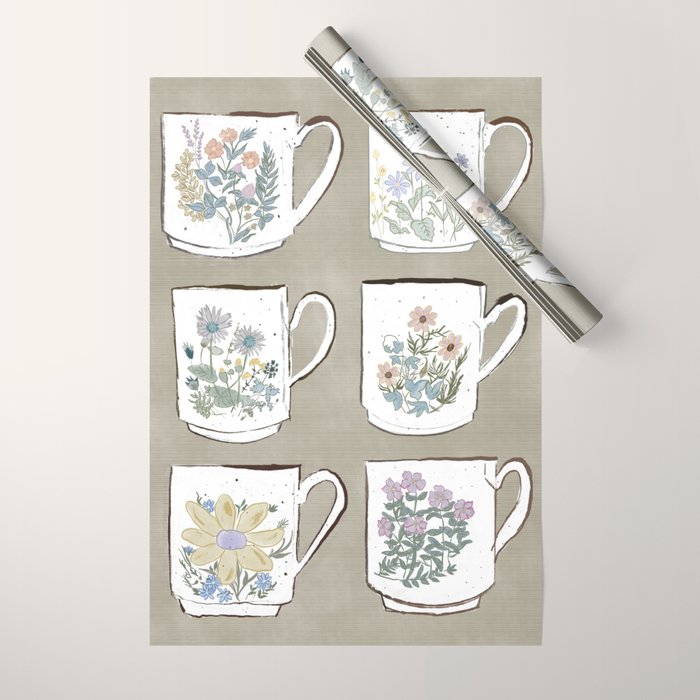 Coffee & Wildflowers Wrapping Paper Gallery Image 1