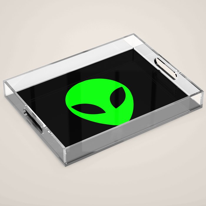 Black and Green Alien Head Shape Acrylic Tray Gallery Image 1