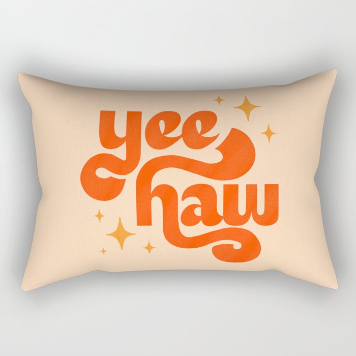 Yee Haw - Orange on Cream Rectangular Pillow Gallery Image 2