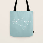 Gemini Zodiac Star Constellation Line Art Pastel Teal Tote Bag Gallery Image 1