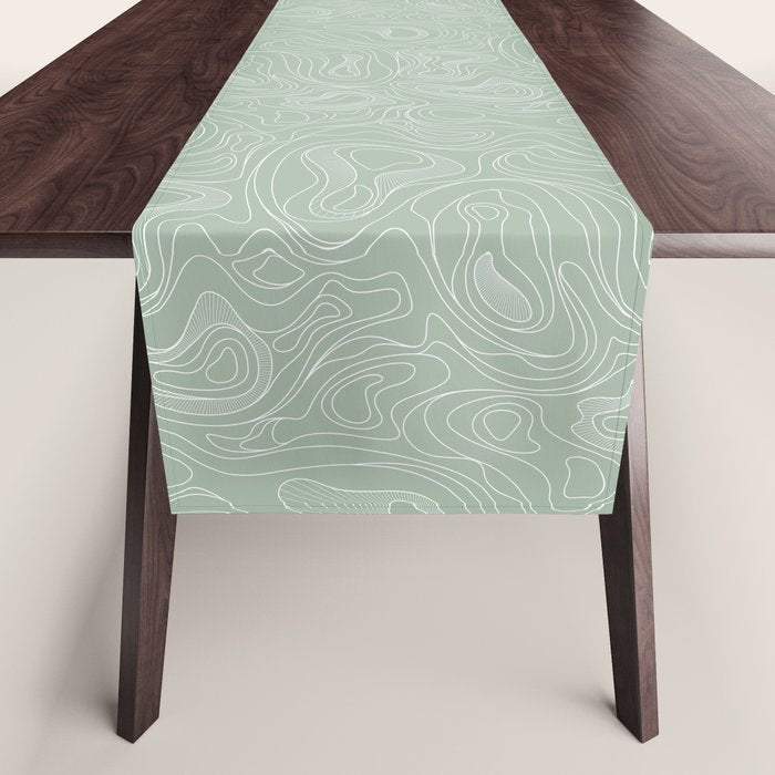 Sage Green Line Art Table Runner Gallery Image 1