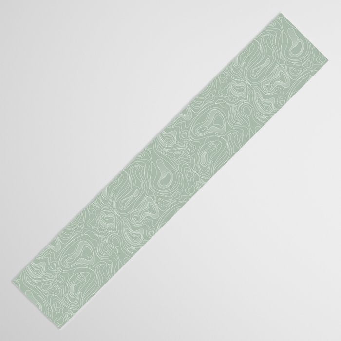 Sage Green Line Art Table Runner Gallery Image 3