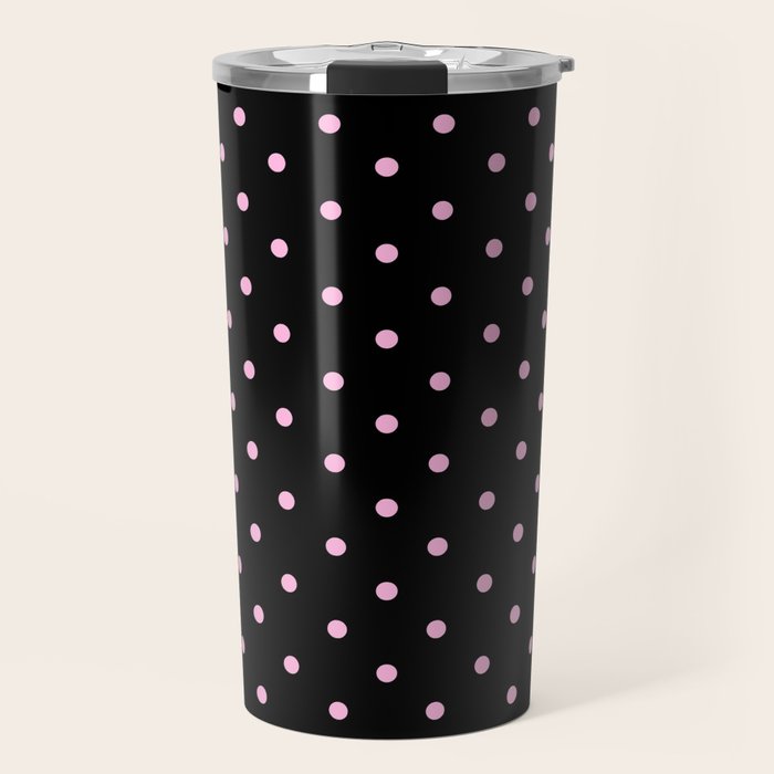 Dotted (Pink & Black Pattern) Travel Mug Gallery Image 1