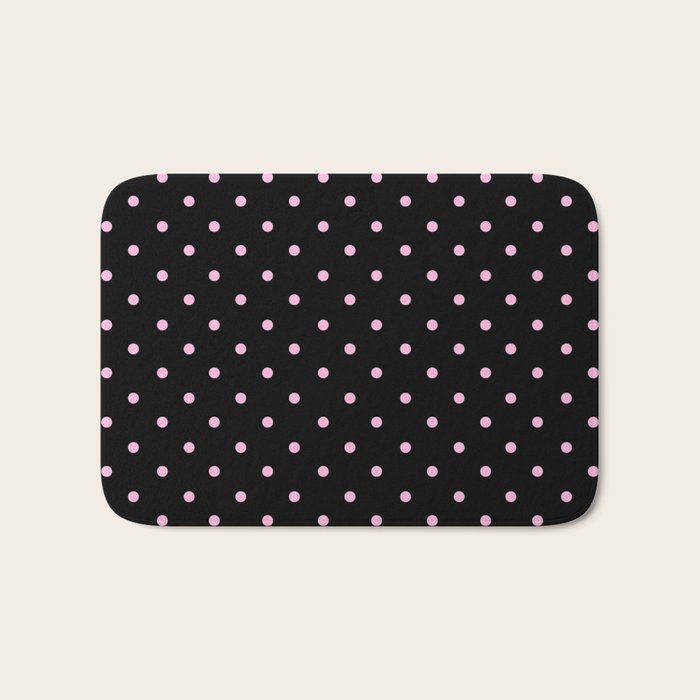 Dotted (Pink & Black Pattern) Bath Mat Gallery Image 1