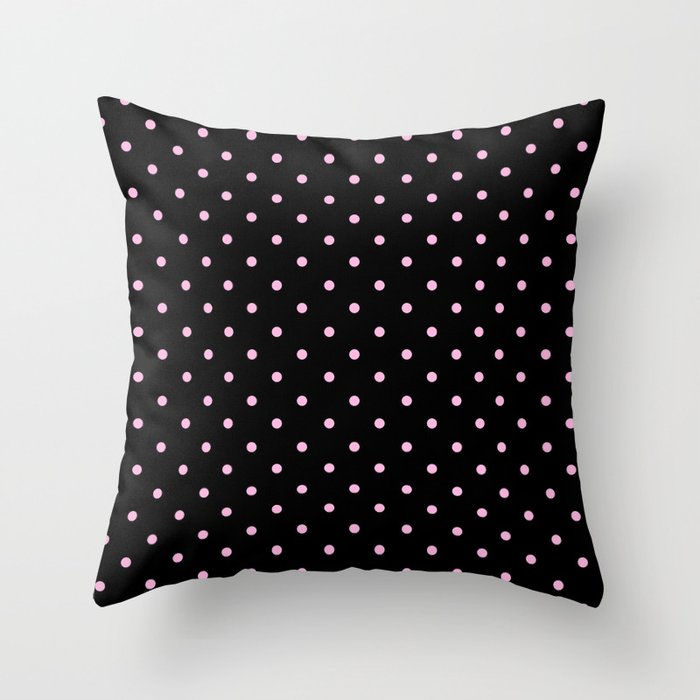 Dotted (Pink & Black Pattern) Throw Pillow Gallery Image 6