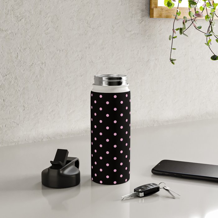 Dotted (Pink & Black Pattern) Water Bottle Gallery Image 4