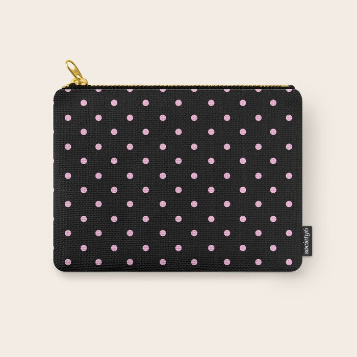 Dotted (Pink & Black Pattern) Carry All Pouch Gallery Image 1