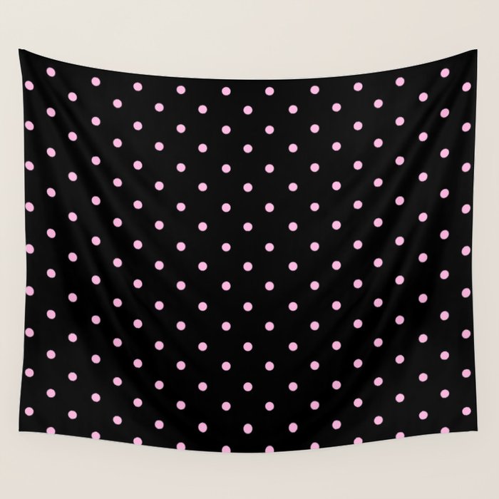 Dotted (Pink & Black Pattern) Wall Tapestry Gallery Image 4
