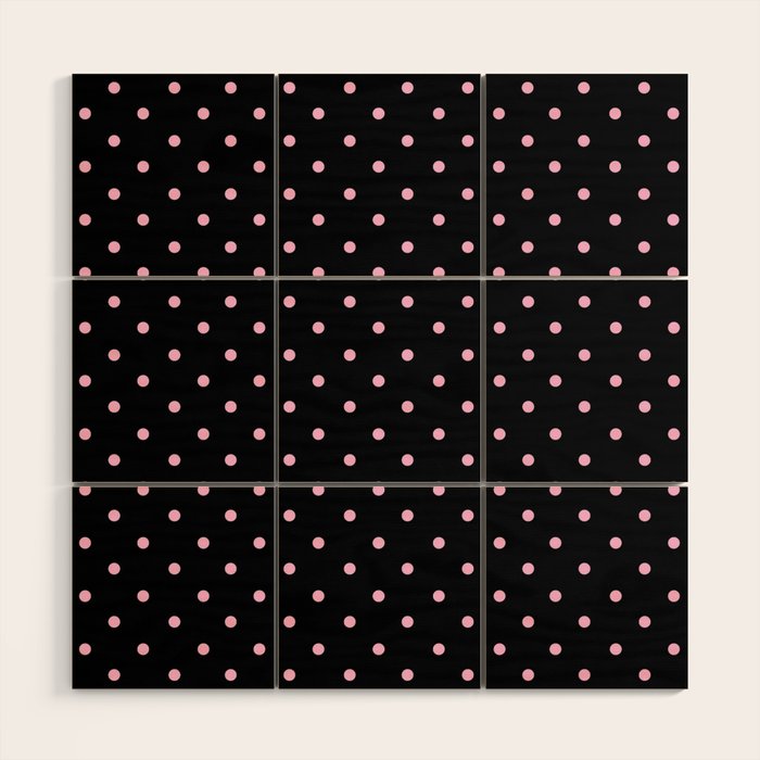 Dotted (Pink & Black Pattern) Wood Wall Art Gallery Image 1