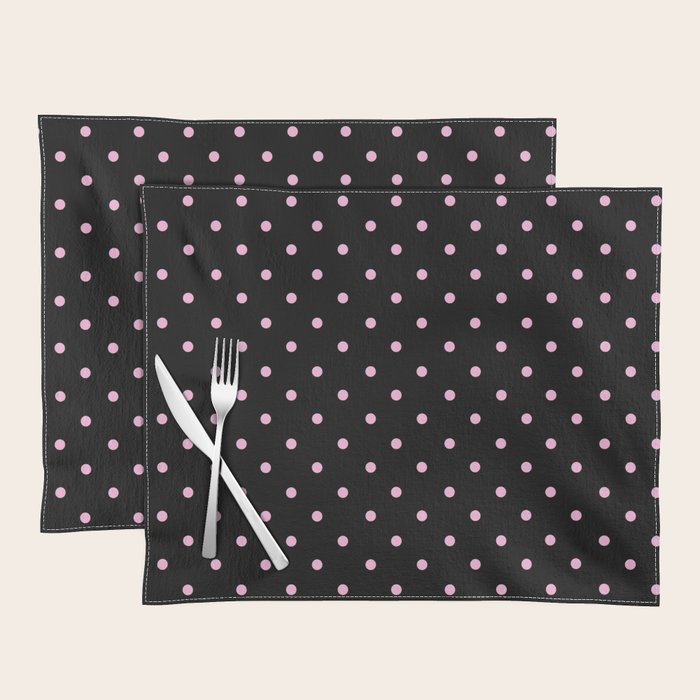 Dotted (Pink & Black Pattern) Placemat Gallery Image 1