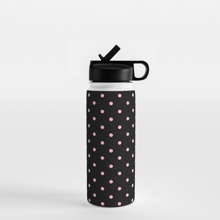 Dotted (Pink & Black Pattern) Water Bottle Gallery Image 1