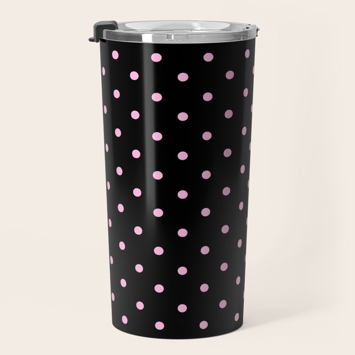 Dotted (Pink & Black Pattern) Travel Mug Gallery Image 3