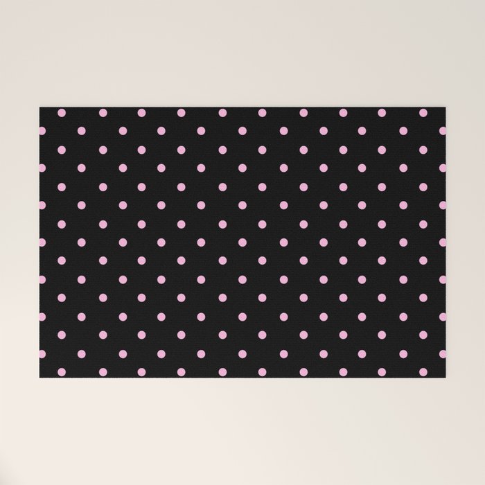 Dotted (Pink & Black Pattern) Welcome Mat Gallery Image 1