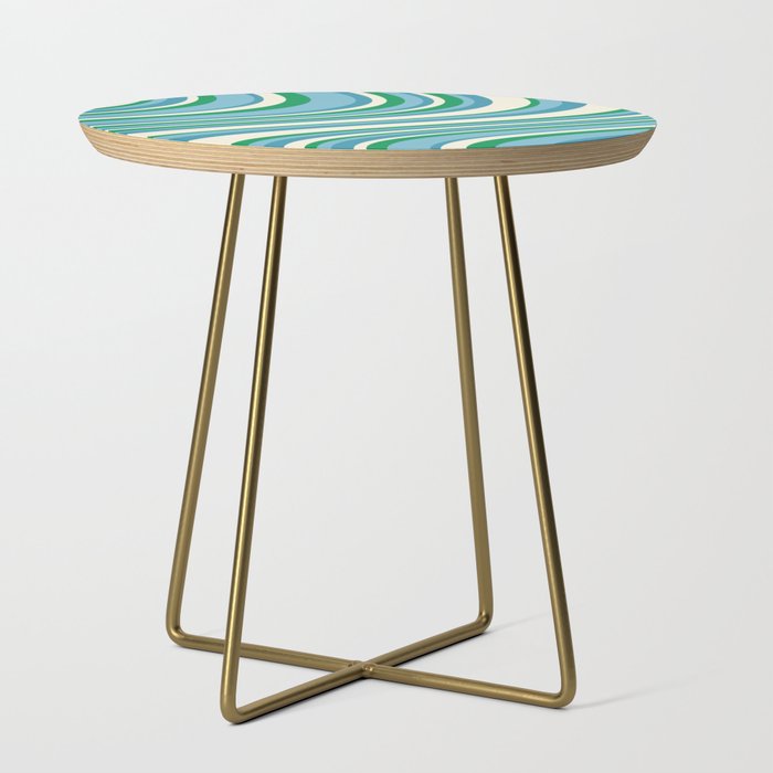 Wavy Stripes XXVII - Beachy Blue and Green Side Table Gallery Image 1