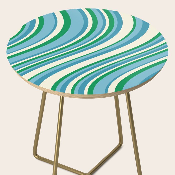 Wavy Stripes XXVII - Beachy Blue and Green Side Table Gallery Image 2