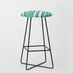 Wavy Stripes XXVII - Beachy Blue and Green Stool Gallery Image 1