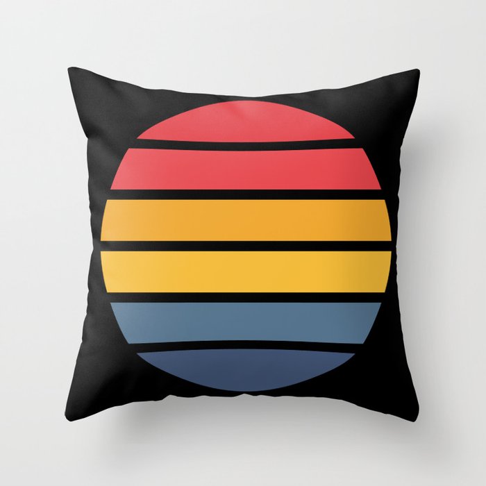 Retro Stripes Circle - Enko Throw Pillow Gallery Image 1