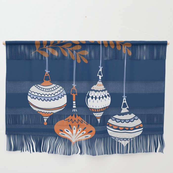 Cheerful little Christmas baubles blue Wall Hanging Gallery Image 1